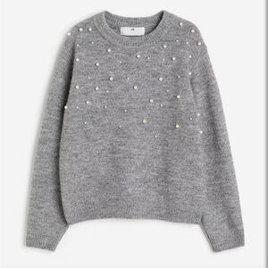 H&M Gray Sweater with Pearl Details
